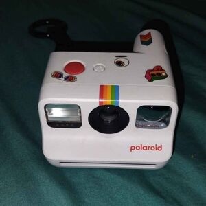 Polaroid White Instant Camera with Rainbow Accents